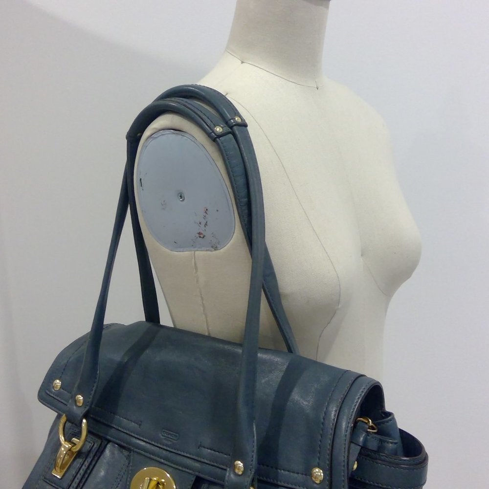 Coach Large Blue Shoulder Bag Tote - Picture 4 of 7